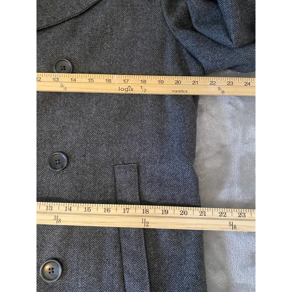 Banana Republic Peacoat Sz M Grey Wool Blend Herringbone Double Breasted Preppy